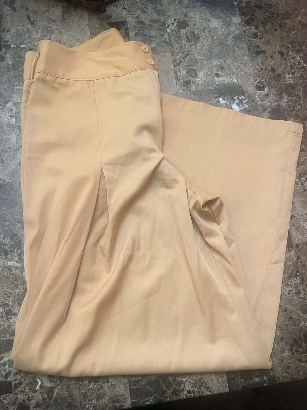 Beige Wide-Leg Trousers